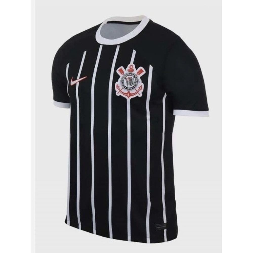 Nike S.C. Corinthians Soccer Away Jersey Mens Small Black Striped Dri-FIT Good